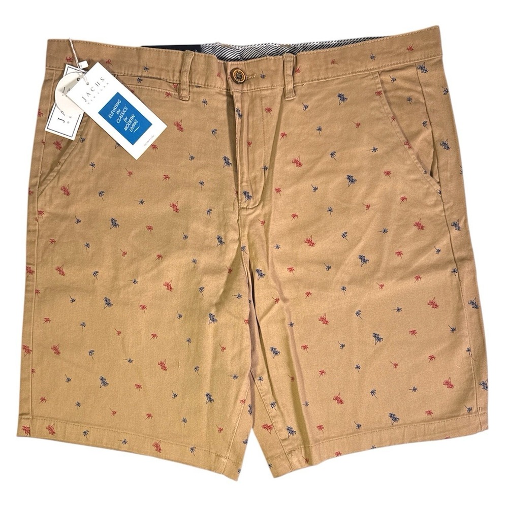 Jachs New York Bleeker Short  Men's Size 33 Dark Khaki Palm Tree 9" Inseam | $99